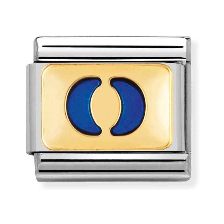 Nomination Composable Classic Charm Buchstabe O blau - Edelstahl, Gold 750 Gelbgold, Emaille