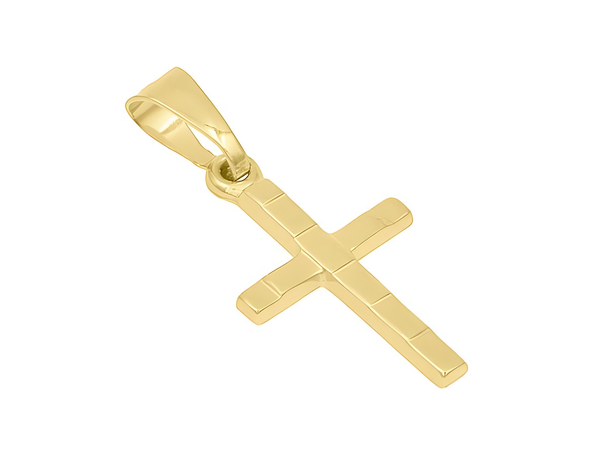 Anhänger Kreuz aus 750 Gelbgold, poliert, klassisches Design des Herstellers Juwelier Harnisch, ideal als Schmuckstück oder Geschenk.