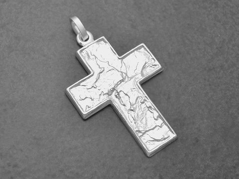Silber Kreuz Designermuster Sterling Silber Anhänger mit einem besonderen Muster, 28 mm groß, hergestellt von Juwelier Harnisch, elegant und zeitlos.