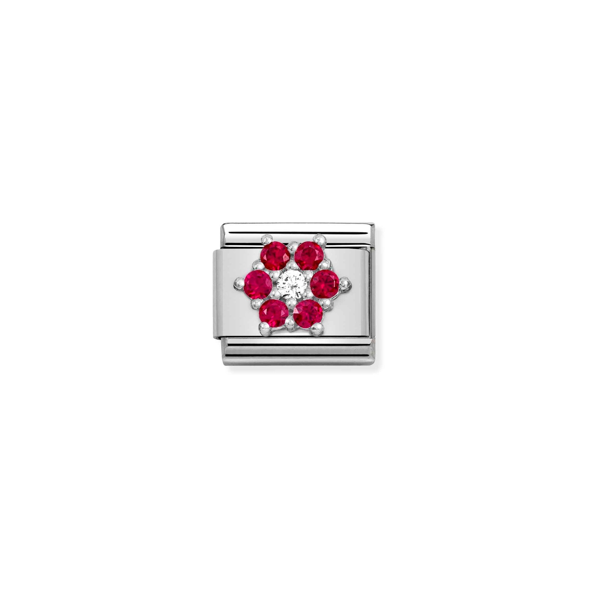 Nomination Composable Classic Charm Blume rot-weiß - Edelstahl, Sterling Silber, Zirkonia