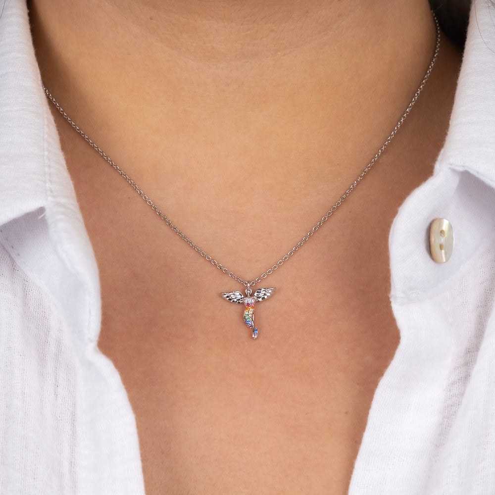 Engelsrufer LILANGEL Kette Engel mit Zirkonia Multicolor - Silber rhodiniert 40 cm – Ansicht 2