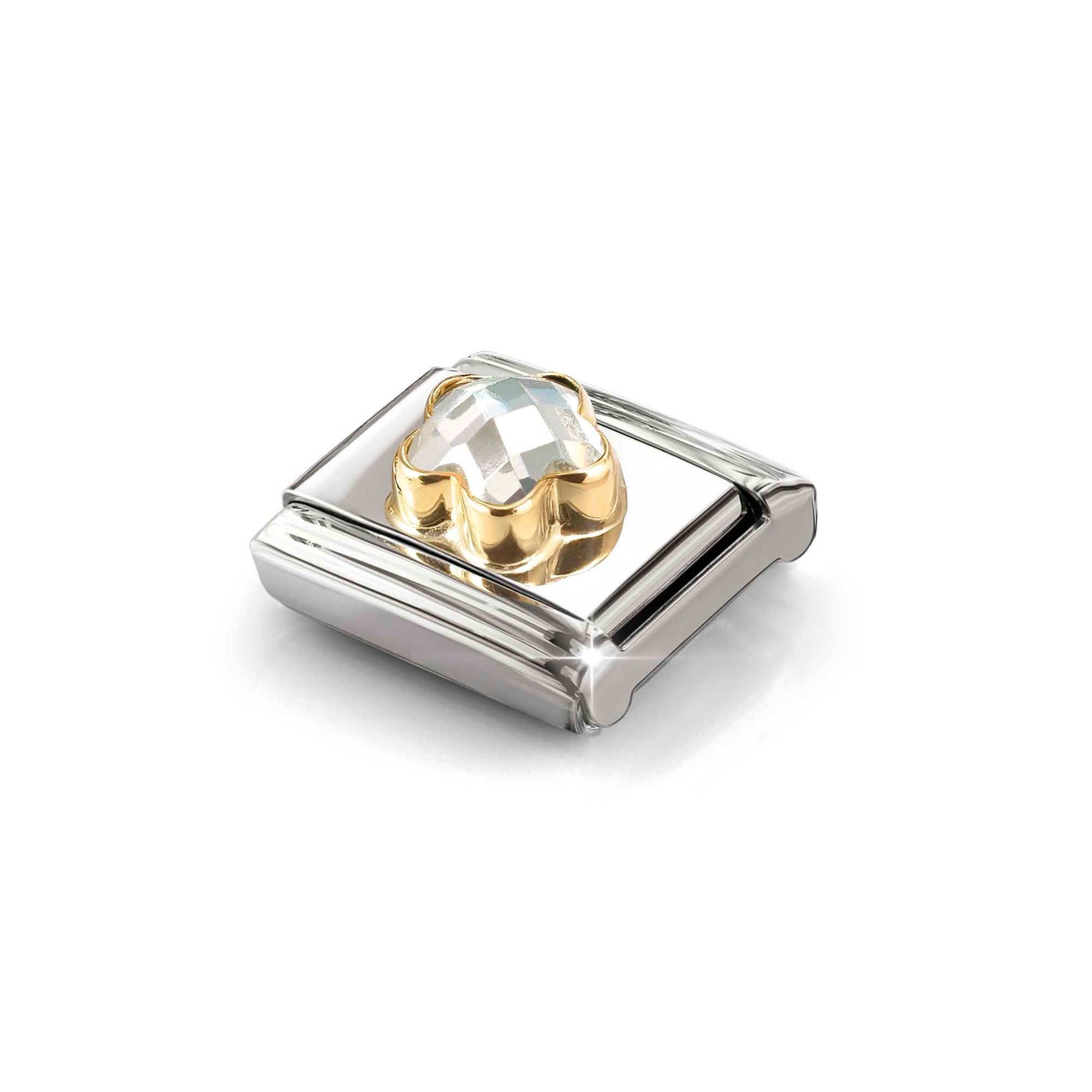 Nomination Composable Classic Charm Blüte weiß - Edelstahl, Gold 750 Gelbgold, Zirkonia – Ansicht 5