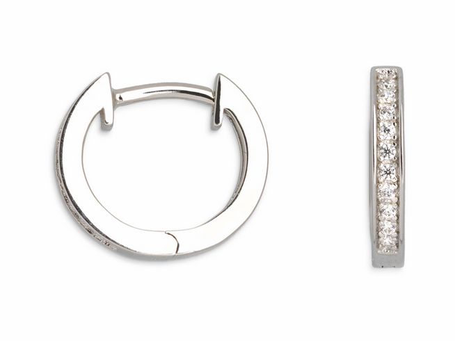 Xenox Sterling Silber Ohrringe XS8656 Creolen mit glänzendem Finish und funkelnden Zirkonia-Steinen, elegantes und zeitloses Design ideal für jeden Anlass.