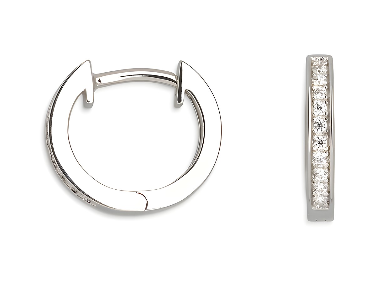Xenox Sterling Silber Ohrringe XS8656 Creolen mit glänzendem Finish und funkelnden Zirkonia-Steinen, elegantes und zeitloses Design ideal für jeden Anlass.