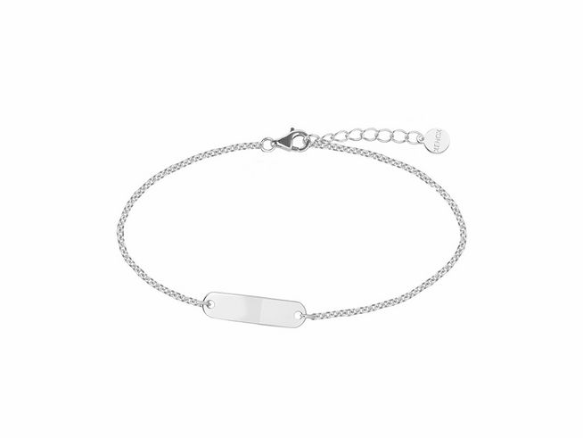 Xenox Sterling Silber Armband XS3502 in 14-16 cm mit LUCKY ONES Ankerkette und Gravurplatte, elegant und zeitlos, ideal für persönliches Design und Geschenke.