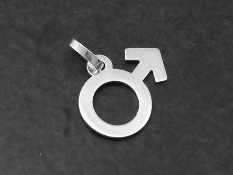 Silber Anhänger mit männlichem Symbol, schlicht und poliert, hergestellt von Juwelier Harnisch, ideal als modisches Accessoire für Herren.