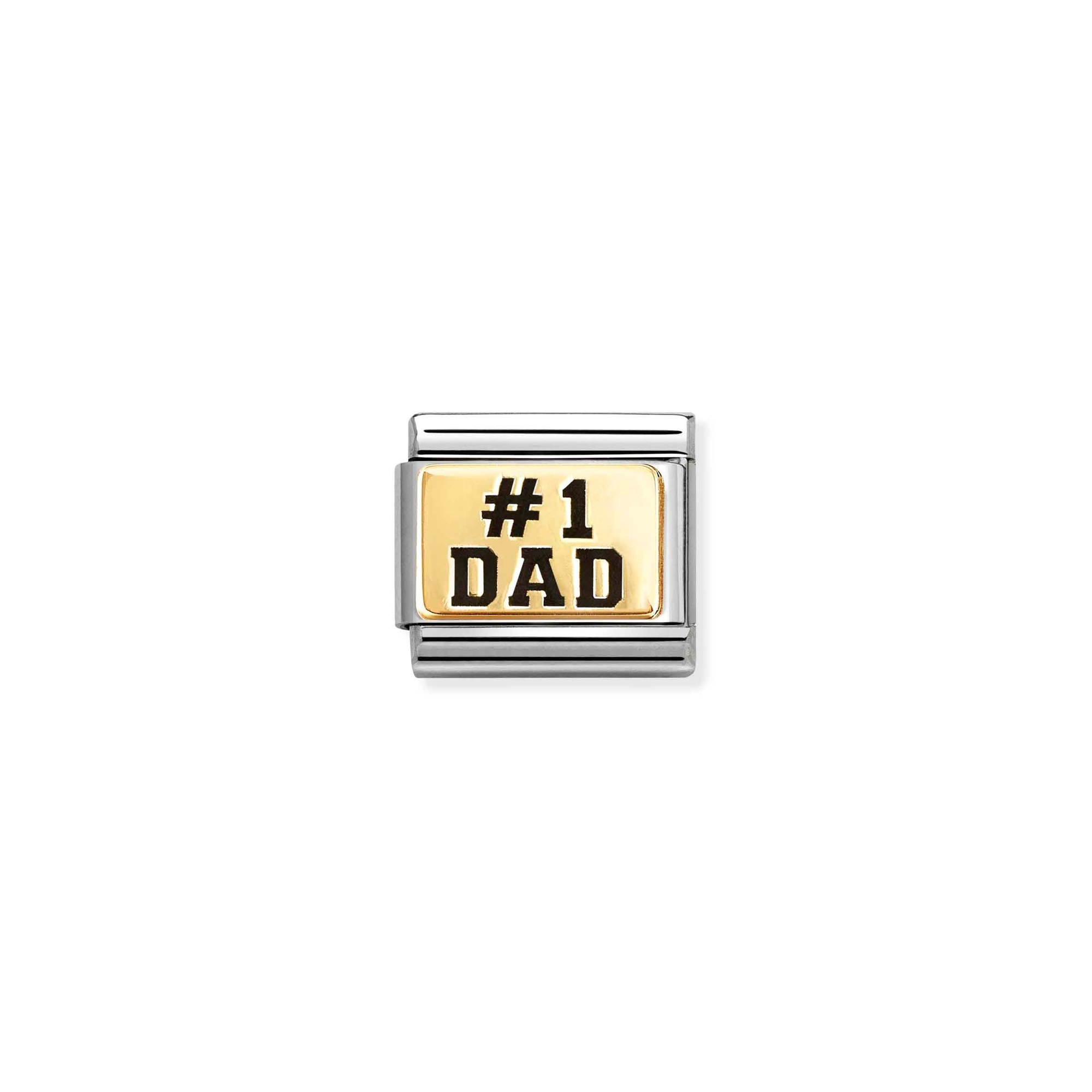 Nomination Composable Classic Charm Dad No. 1 - Edelstahl, Gold 750 Gelbgold, Emaille