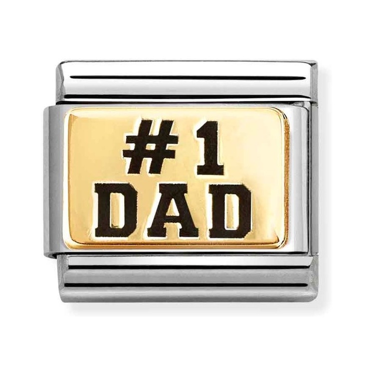 Nomination Composable Classic Charm Dad No. 1 - Edelstahl, Gold 750 Gelbgold, Emaille