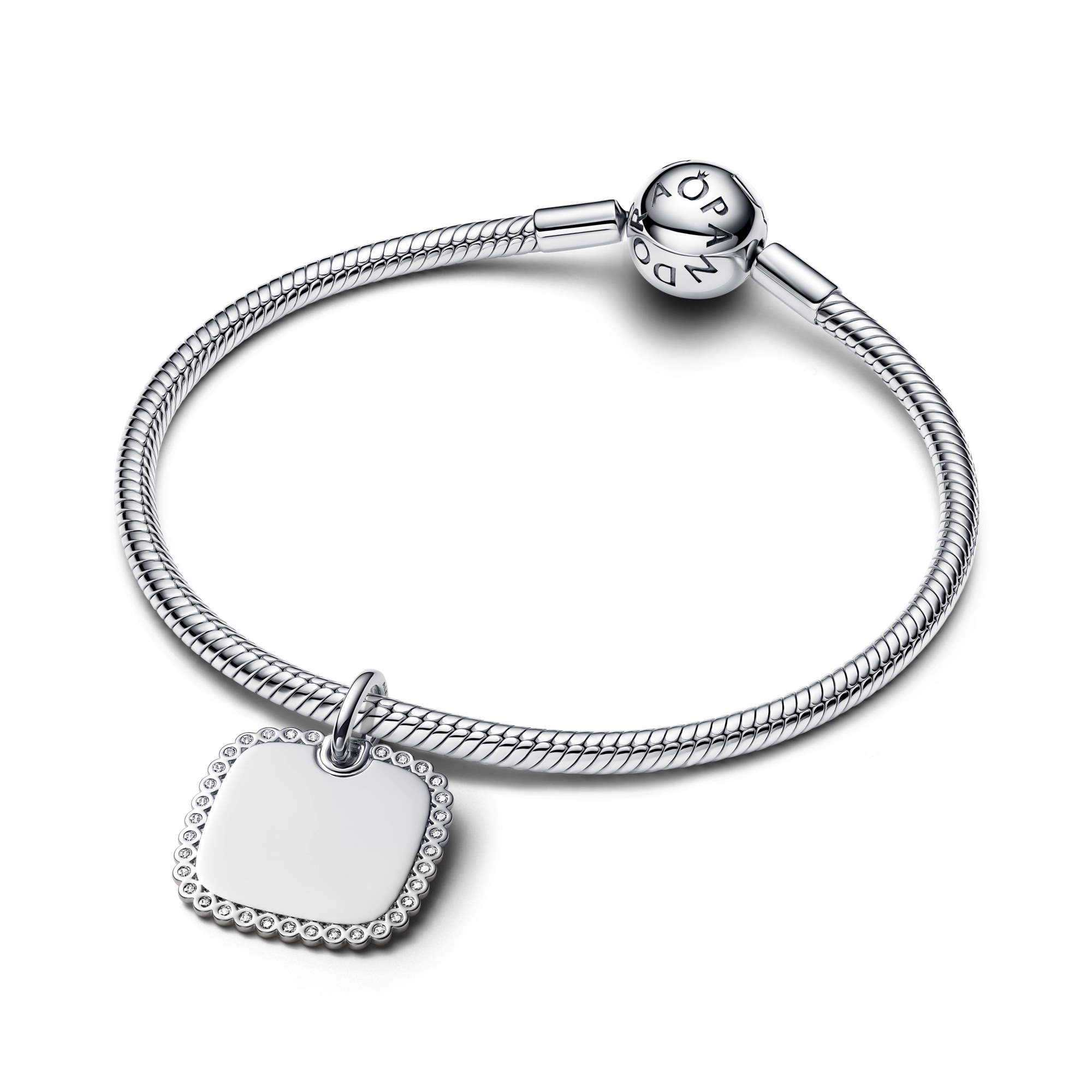 Pandora Quadratischer Anhänger - Sterling Silber - Zirkonia – Ansicht 2
