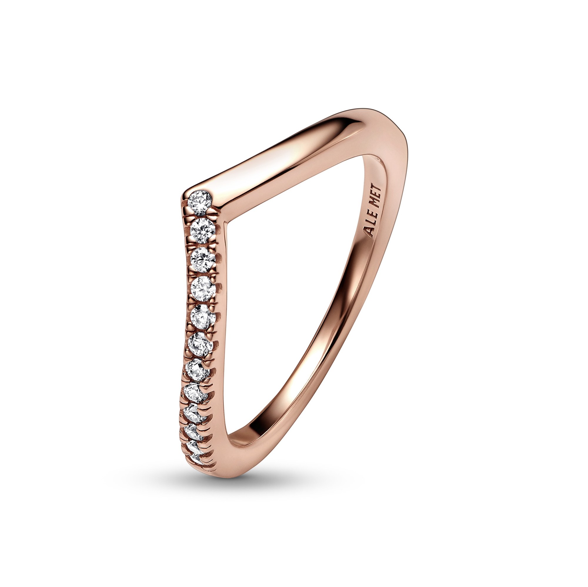 Pandora Wishbone Halb funkelnder Ring - Roségold Verg. - Zirkonia - Klar Ansicht 3 – Ansicht 3