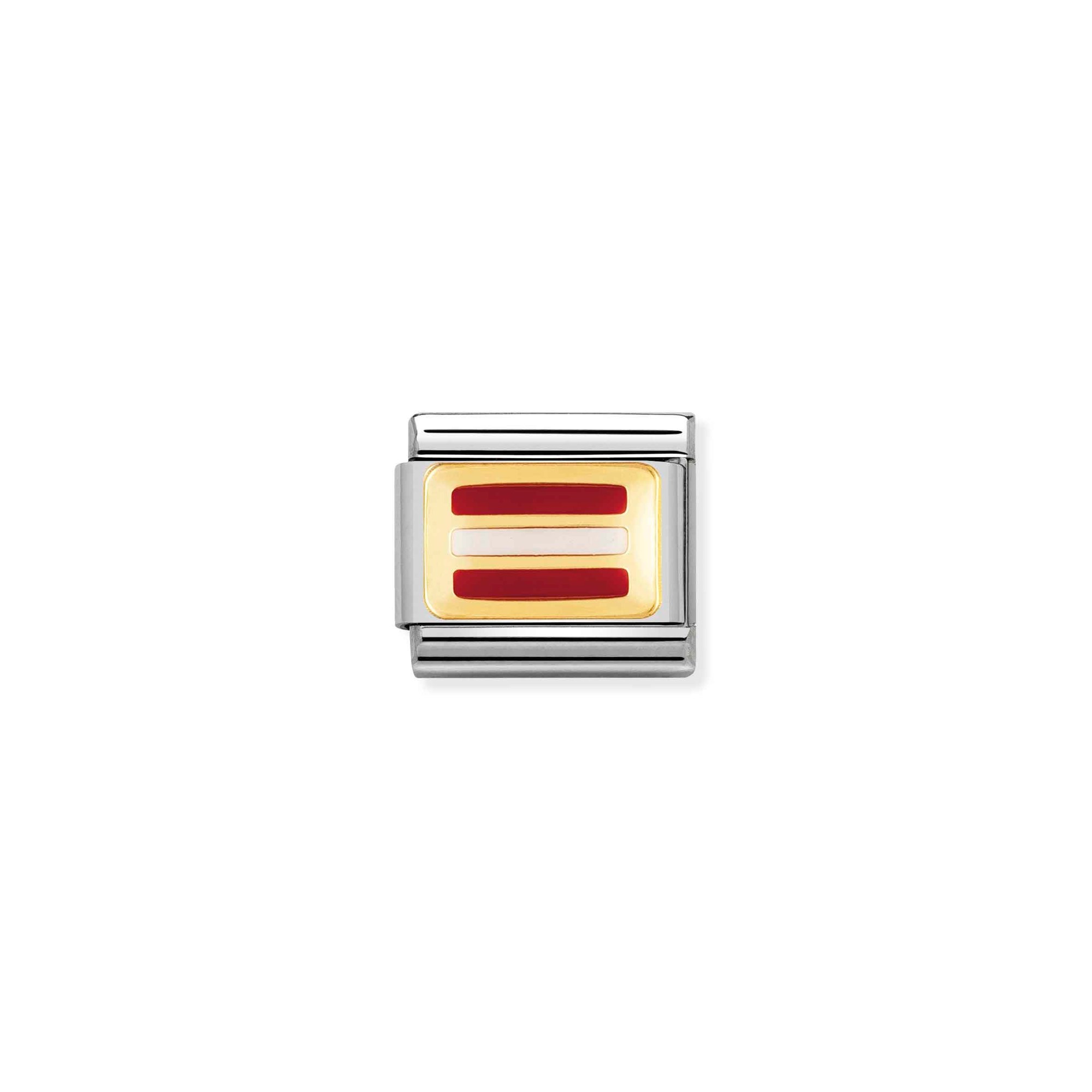 Nomination Composable Classic Charm Flagge Österreich - Edelstahl, Gold 750 Gelbgold, Emaille