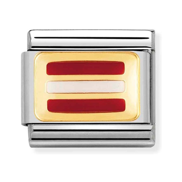 Nomination Composable Classic Charm Flagge Österreich - Edelstahl, Gold 750 Gelbgold, Emaille