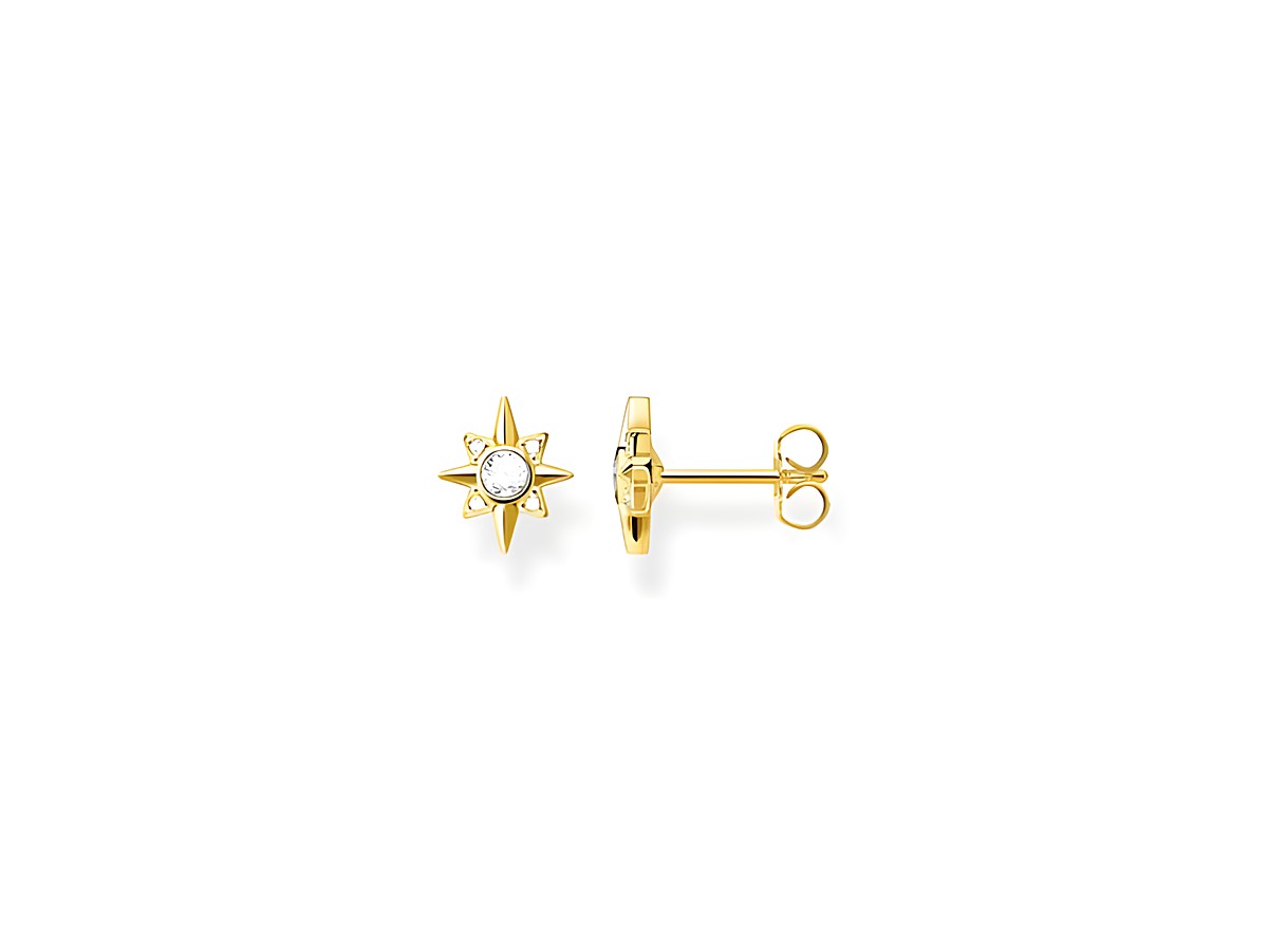 Thomas Sabo Ohrstecker aus vergoldetem Silber mit einem weißen Zirkonia im Design eines Sterns, elegant und funkelnd, ideal für jeden Anlass.