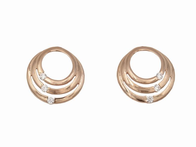 Ohrringe Ohrstecker Kreise aus Sterling Silber in Roségold vergoldet mit Zirkonia von Juwelier Harnisch, elegant und modern gestaltet, ideal für besondere Anlässe.