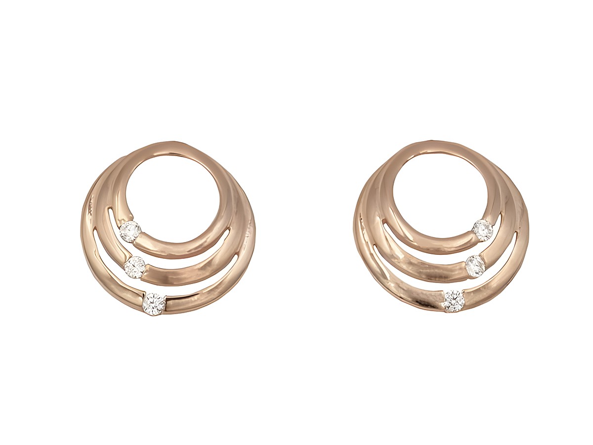 Ohrringe Ohrstecker Kreise aus Sterling Silber in Roségold vergoldet mit Zirkonia von Juwelier Harnisch, elegant und modern gestaltet, ideal für besondere Anlässe.