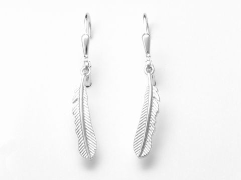 Silber Ohrringe in Form von Federn aus hochwertigem Sterling Silber, fabelhafter Hänger, Hersteller Juwelier Harnisch, Ohrhänger ohne Stein, perfekt für jeden Anlass.
