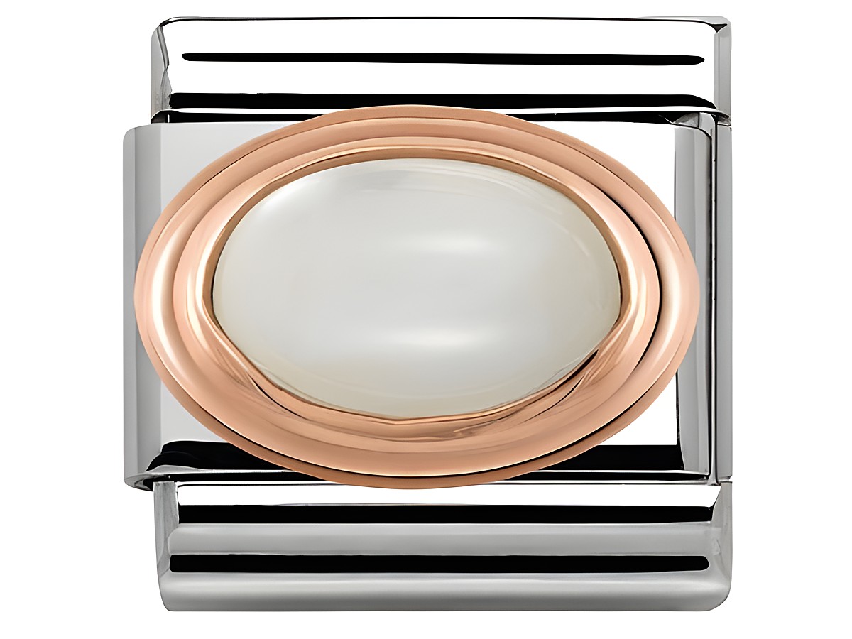 Armband von Nomination Classic in Roségold mit einem ovalen Natursteinelement aus Perlmutt Weiß, stilvolles Design für jeden Anlass.