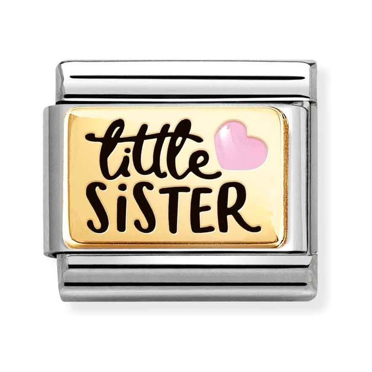 Nomination Composable Classic Charm Little Sister - Edelstahl, Gold 750 Gelbgold, Emaille