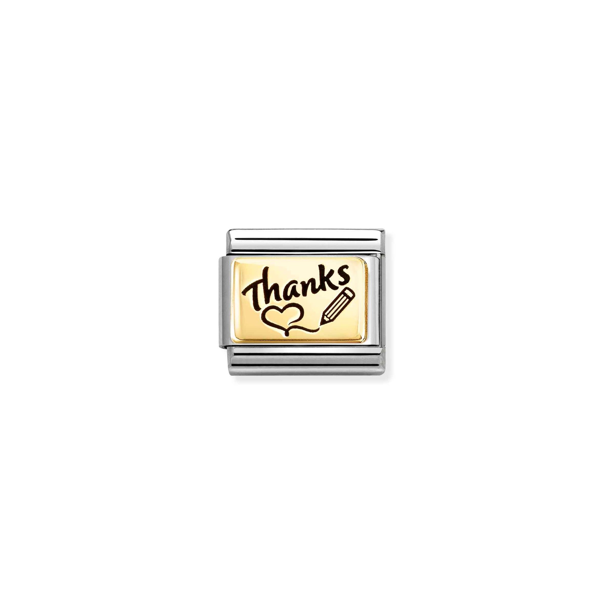 Nomination Composable Classic Charm Thanks - Edelstahl, Gold 750 Gelbgold – Ansicht 2