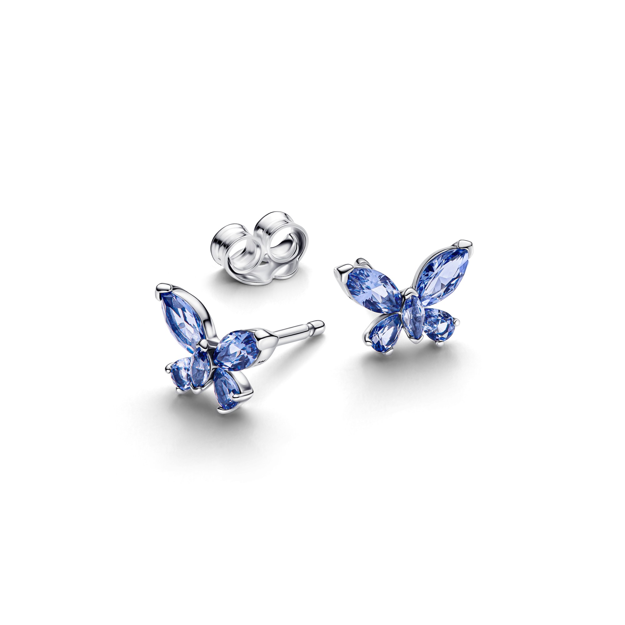 Pandora Schmetterling Ohrstecker - Sterling Silber - Kristall Blau – Ansicht 2