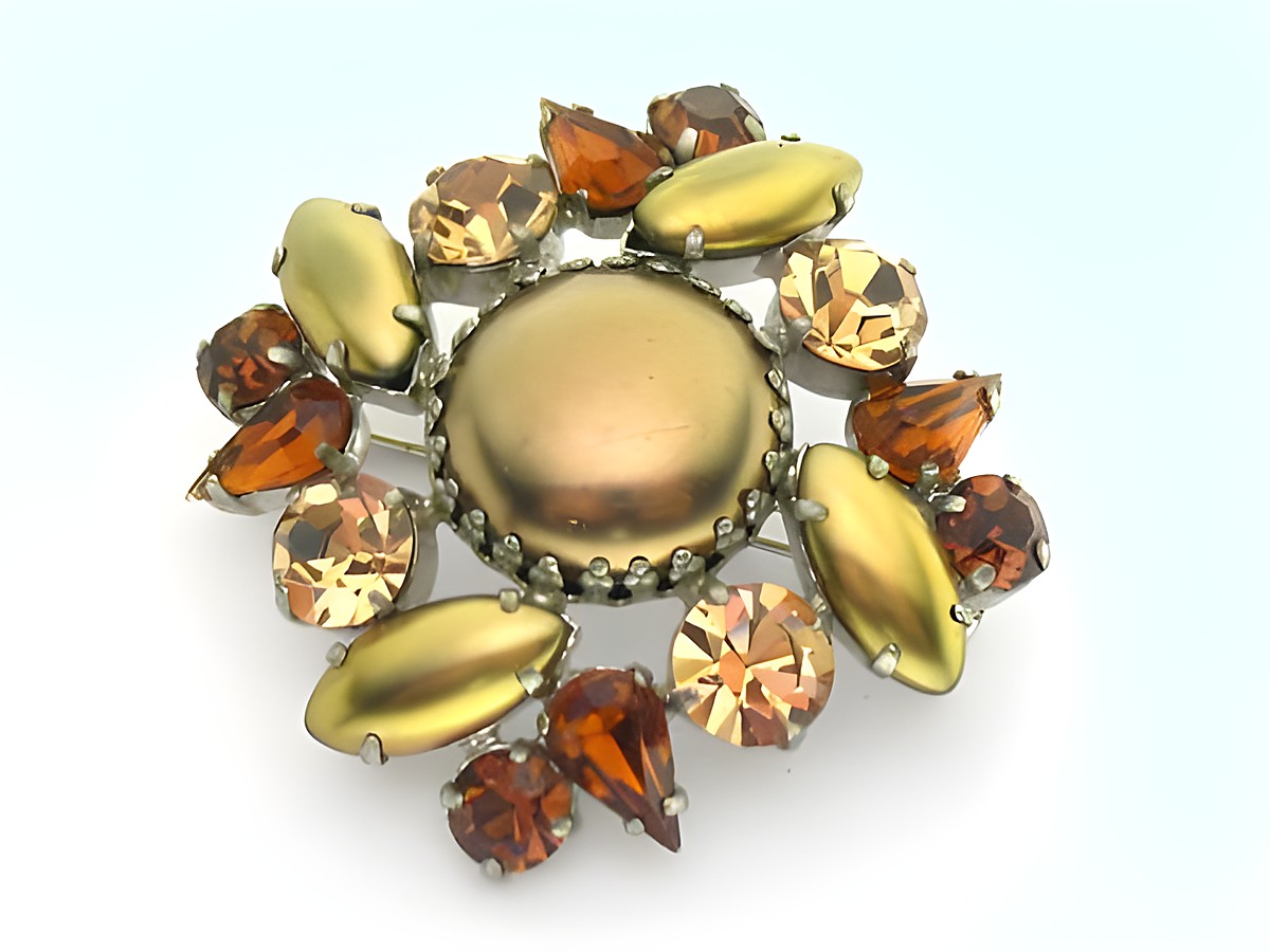 Damen Brosche - Eckig - Bunt und Gefasst - NEU - Hersteller: Juwelier Harnisch, Strass Broschen in weiteren Farben, kunstvoll gestaltet mit verschiedenen farbigen Strasssteinen.