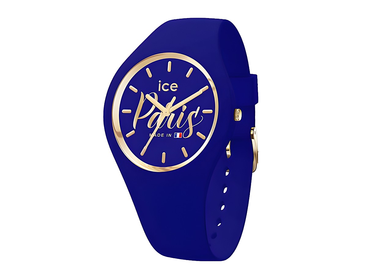 Ice Watch Uhr 023249 ICE cocorico Blau in der Farbe Blau, Small. Das Ziffernblatt hat goldene Akzente und das Armband ist aus hochwertigem Silikon gefertigt. Ideal für jeden Anlass.
