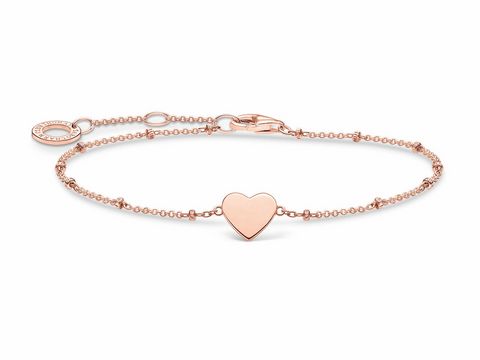 Silbernes Armband aus der Thomas Sabo Charming Collection mit herzförmigem Anhänger in Roségold, verstellbar von 16 bis 19 cm, edles Design für stilvolle Trägerinnen.