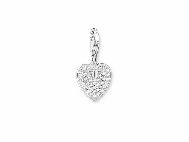 Thomas Sabo Charms-Anhänger in Herzform aus Sterling Silber, verziert mit weißen Zirkonia, ideal für eine liebevolle Geschenkidee oder zur eigenen Schmuckkollektion.
