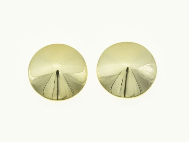 Kreisrunde Ohrstecker aus Sterling Silber, gelbgold vergoldet, Hersteller Juwelier Harnisch, glänzende Oberfläche, elegantes Design.