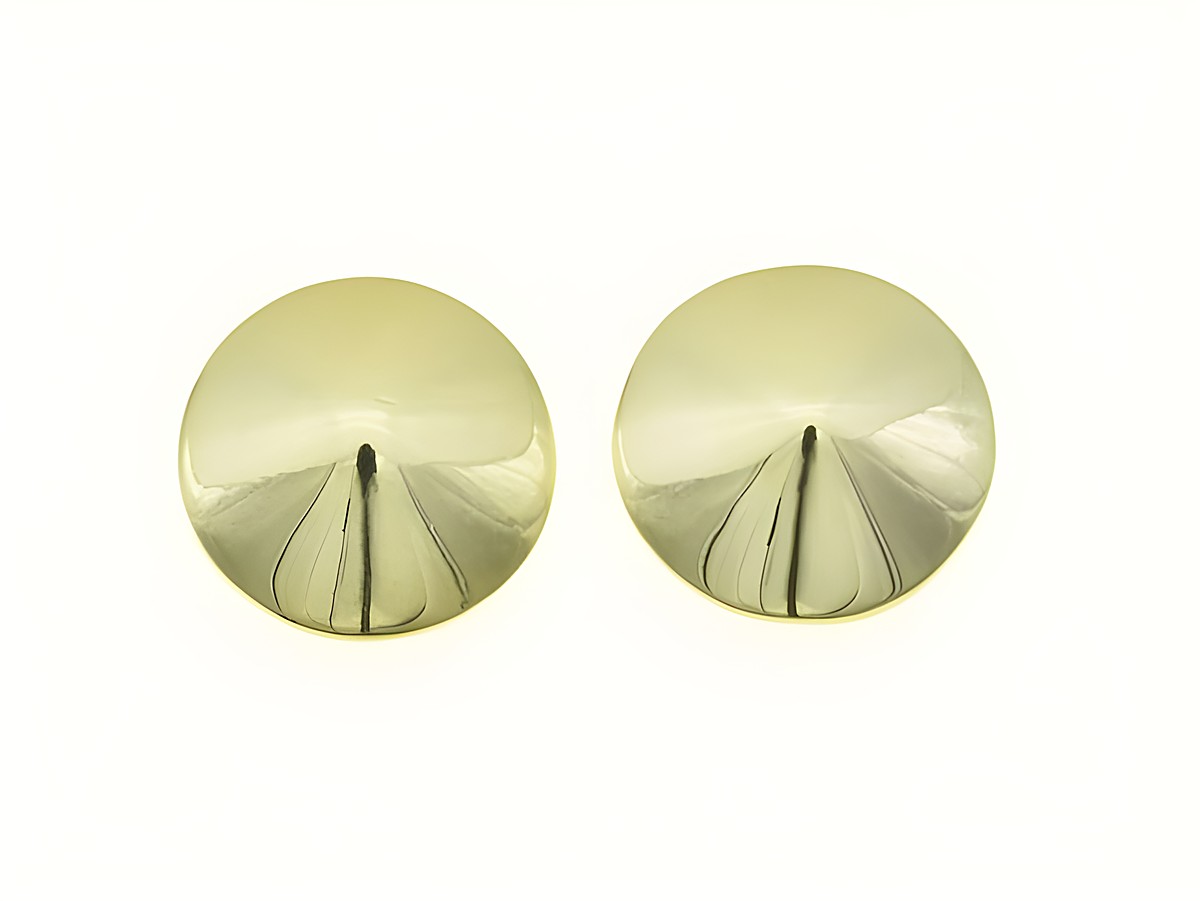 Kreisrunde Ohrstecker aus Sterling Silber, gelbgold vergoldet, Hersteller Juwelier Harnisch, glänzende Oberfläche, elegantes Design.
