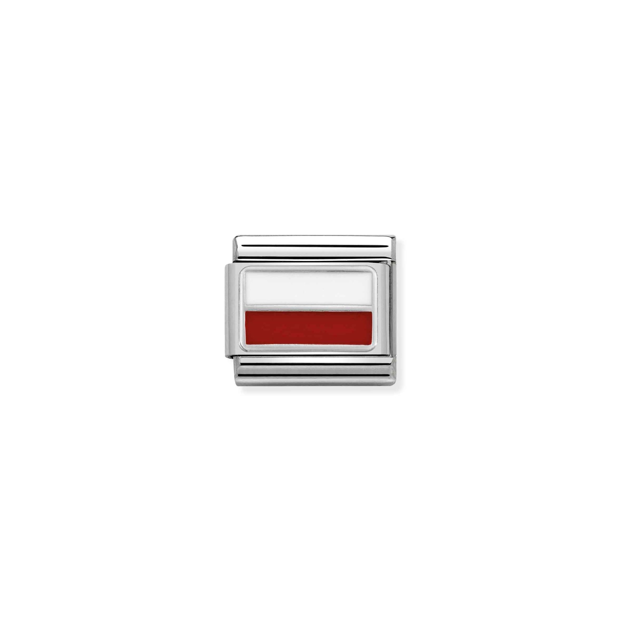 Nomination Composable Classic Charm Flagge Polen - Edelstahl, Sterling Silber, Emaille
