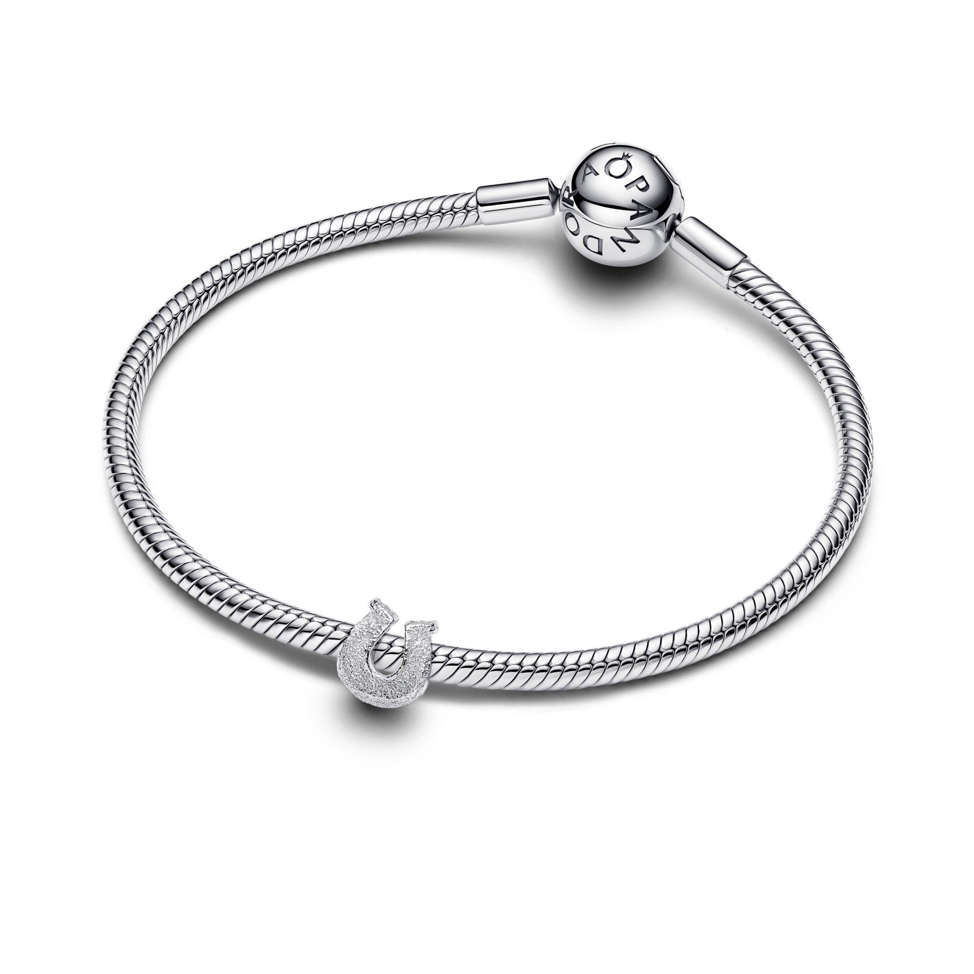 Pandora Strukturiertes Hufeisen Mini-Charm - Sterling Silber – Ansicht 3
