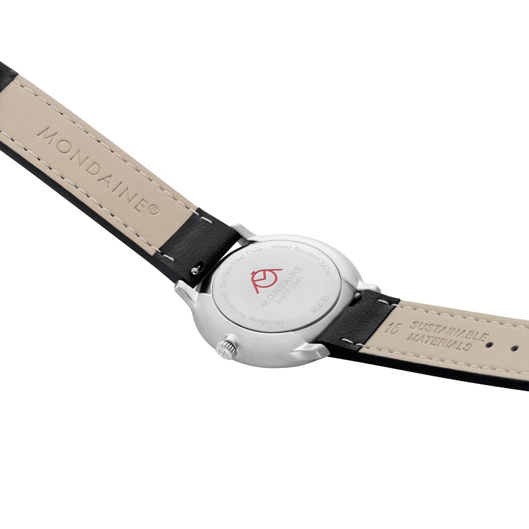 Mondaine Uhr - Doppio - Schwarz - 33 mm – Ansicht 3