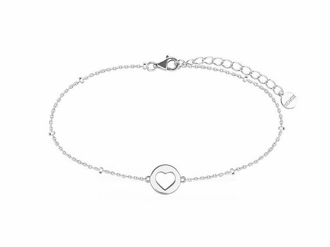 Xenox Sterling Silber Armband XS3770 in 15-18,5 cm mit Ankerkette und Herzmotiv, ideal für romantische Anlässe und als modisches Accessoire.