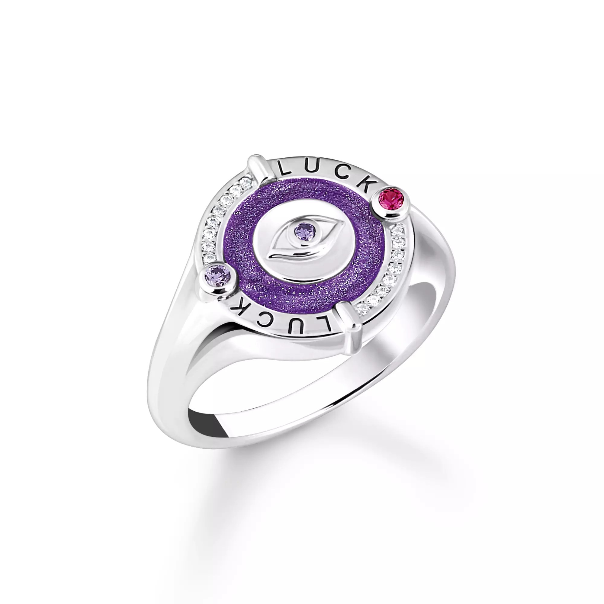 Thomas Sabo Ring - Silber geschw. & Emaille & synth. Korund & Zirkonia - Violett - kosmischer Talisman