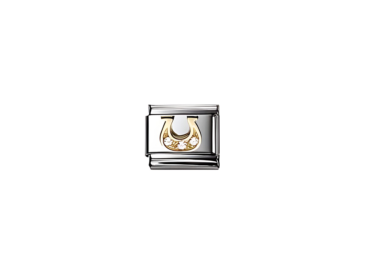 Zirkonia Hufeisen in Weiß von Nomination, klassisches Design, strahlend und elegant, ideal für Armbänder und Schmuckstücke. Verleihen Sie Ihrem Look einen Hauch von Luxus.