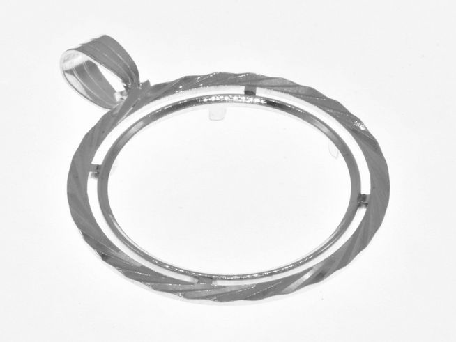 Münzfassung Anhänger aus 925 Sterling Silber mit Diamantschliff, geeignet für Münzen mit maximal 26 mm Durchmesser, Hersteller Juwelier Harnisch, bis 3,0 cm Münzen.