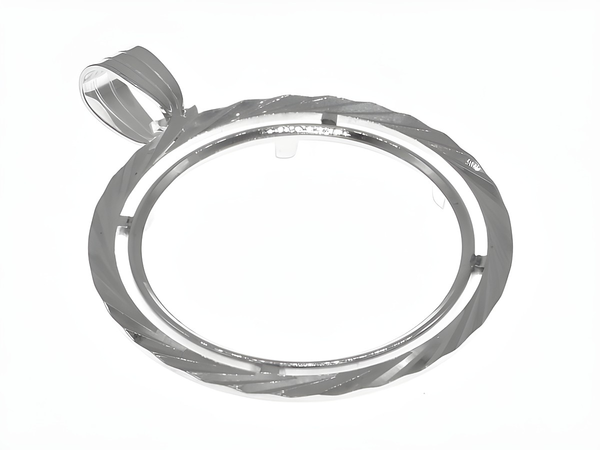 Münzfassung Anhänger aus 925 Sterling Silber mit Diamantschliff, geeignet für Münzen mit maximal 26 mm Durchmesser, Hersteller Juwelier Harnisch, bis 3,0 cm Münzen.