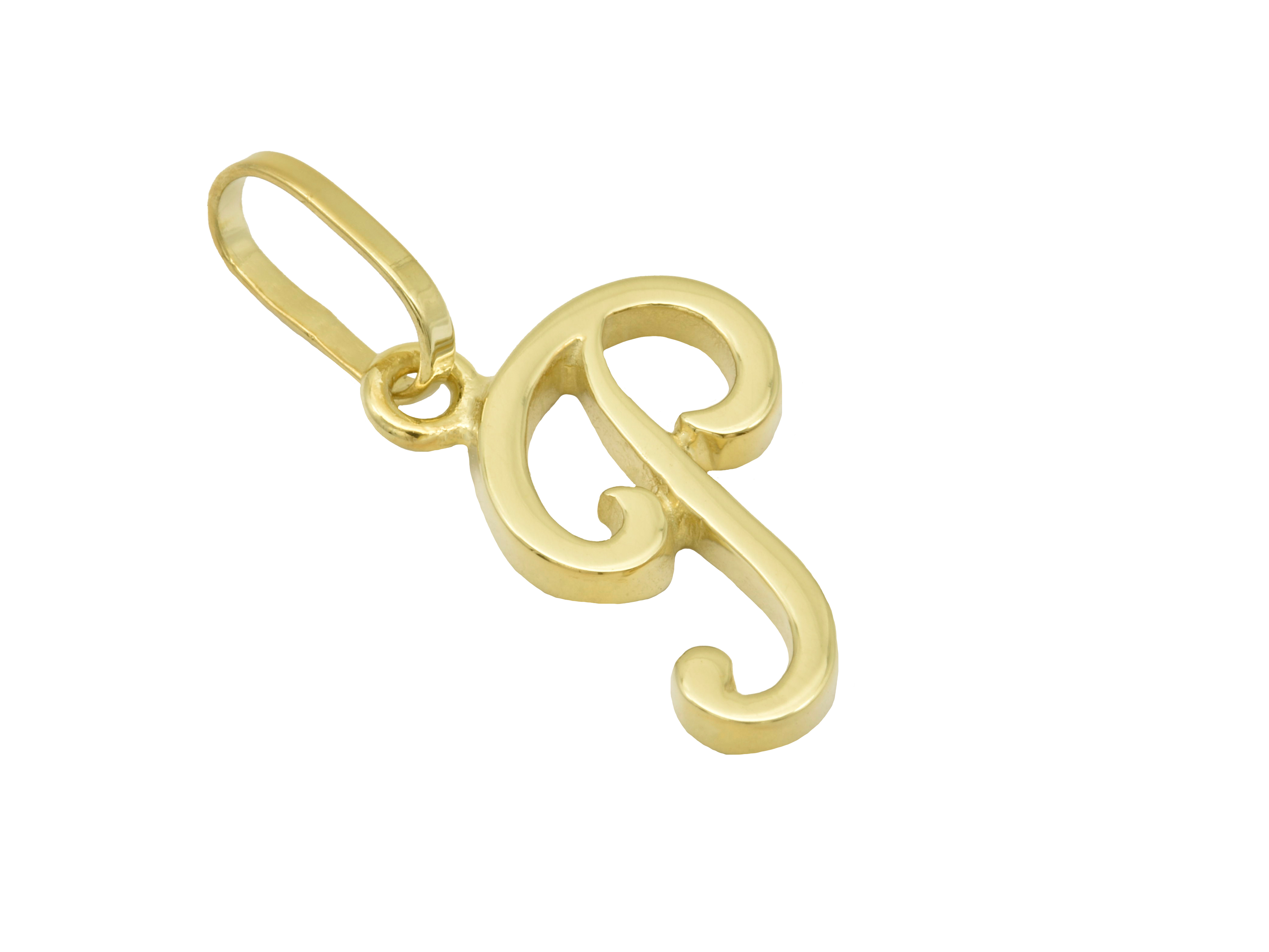 Buchstaben Anhänger Buchstabe P aus Sterling Silber gelbgold vergoldet und poliert, hergestellt von Juwelier Harnisch. Elegantes Design geeignet für Halsketten oder Armbänder.