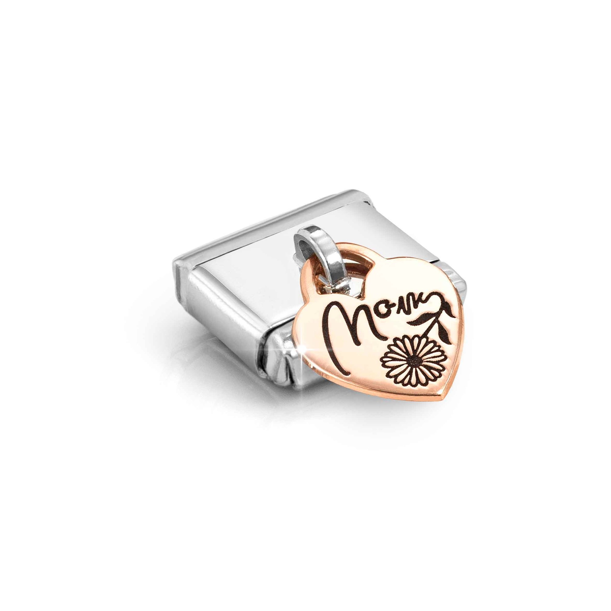 Nomination CLASSIC CHARMS - Charm-Anhänger - Roségold 375 mit Gravur - Herz + MOM – Ansicht 3