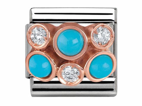 Classic Roségold-Element von Nomination mit einer ansprechenden Anordnung aus Türkis und Zirkonia, gefertigt aus hochwertigem Material, ideal für modische Akzente im Jewelry.