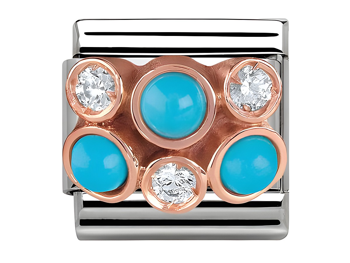 Classic Roségold-Element von Nomination mit einer ansprechenden Anordnung aus Türkis und Zirkonia, gefertigt aus hochwertigem Material, ideal für modische Akzente im Jewelry.