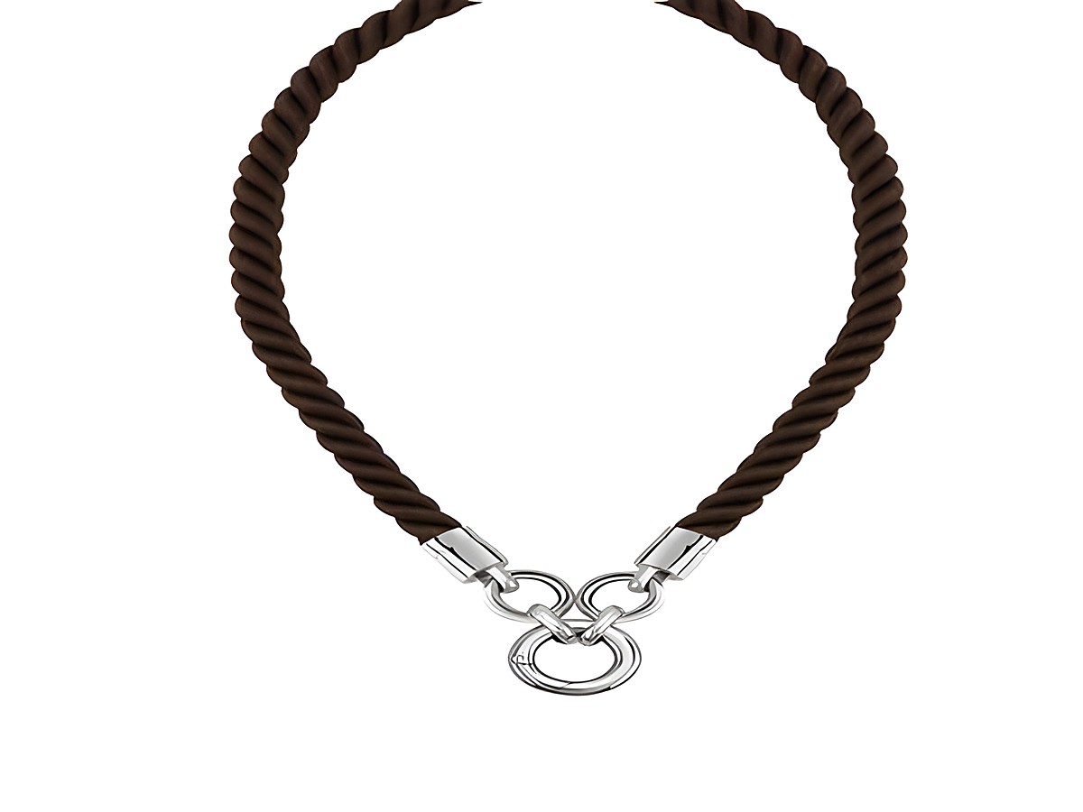 Ti Sento Charms Kette Kordel 40cm braun mit gedrehtem Design und silbernen Verschlüssen, ideal für das Tragen von Charms und Accessoires. Elegant und vielseitig einsetzbar.