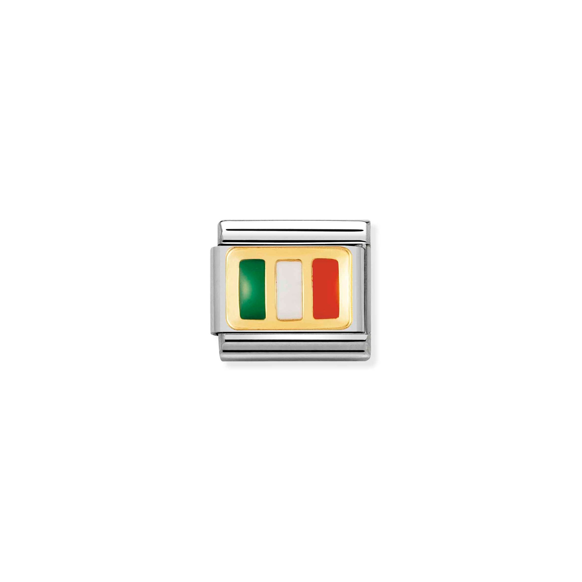 Nomination Composable Classic Charm Flagge Irland - Edelstahl, Gold 750 Gelbgold, Emaille