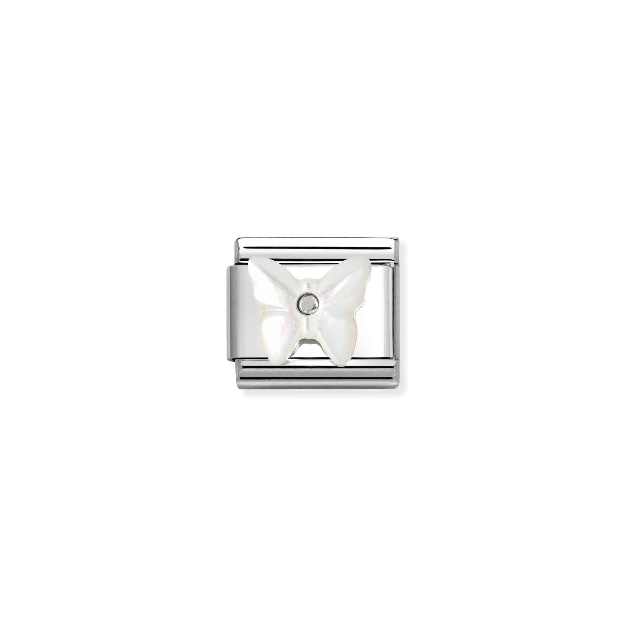 Nomination Composable Classic Charm Schmetterling Perlmutt weiß - Edelstahl, Sterling Silber