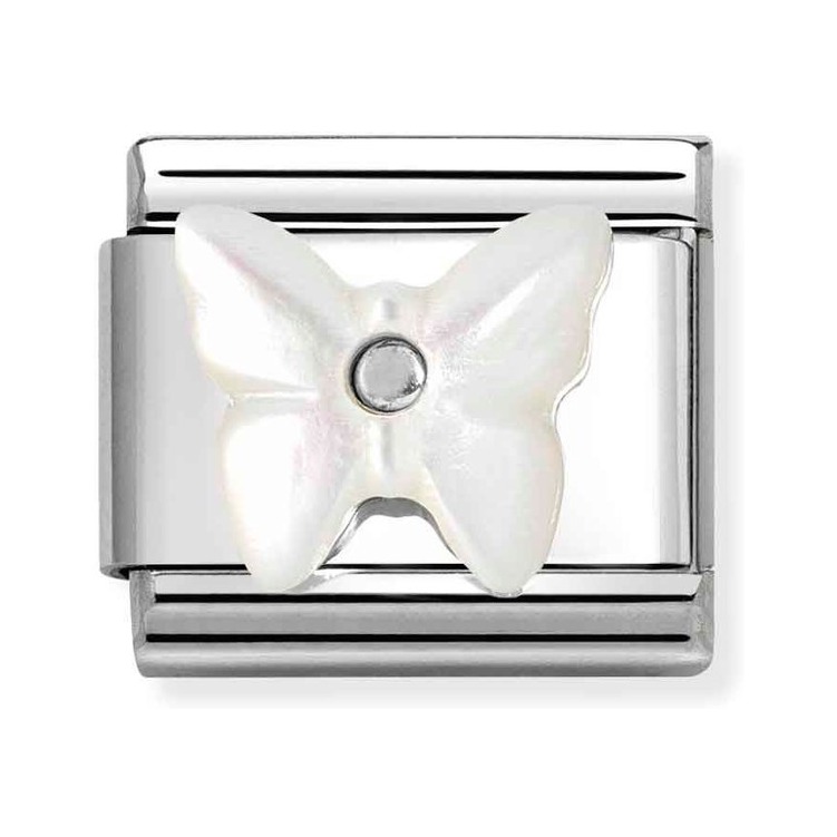 Nomination Composable Classic Charm Schmetterling Perlmutt weiß - Edelstahl, Sterling Silber