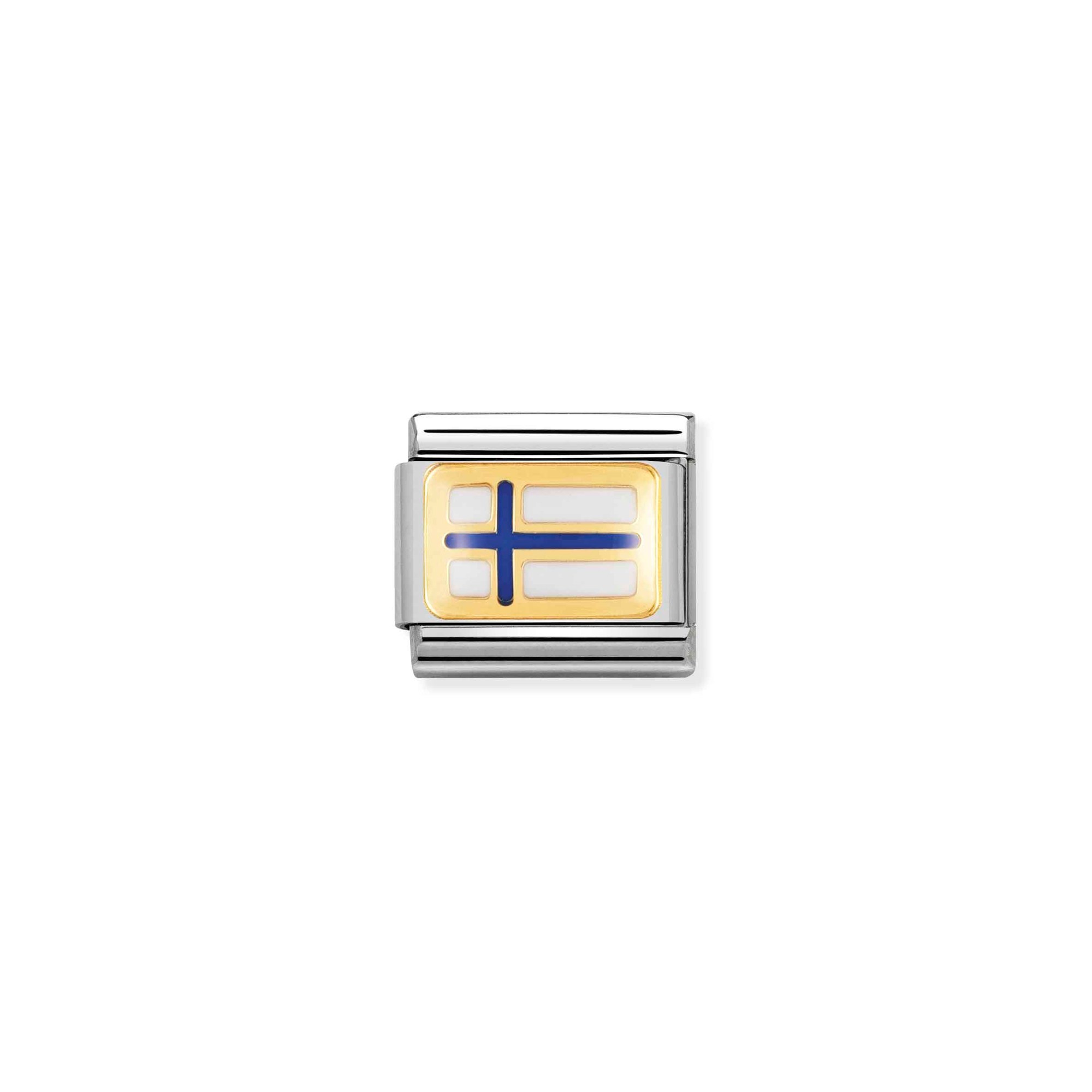 Nomination Composable Classic Charm Flagge Finnland - Edelstahl, Gold 750 Gelbgold, Emaille