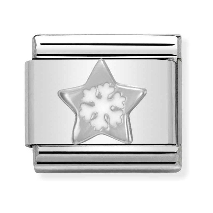 Nomination Composable Classic Charm Stern mit Schneeflocke - Edelstahl, Silber 925, Emaille