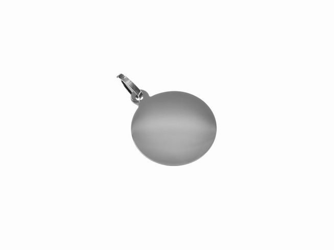 Runder Weißgold Anhänger mit Gravurplatte aus Weißgold 333, hergestellt von Juwelier Harnisch, ideal für individuelle Gravuren.