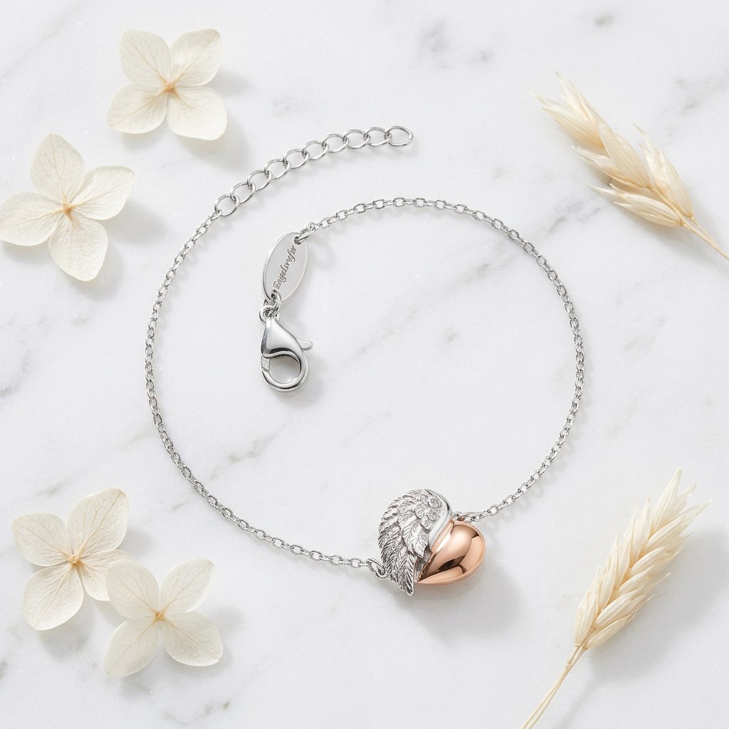 Engelsrufer LILHEARTWING Armband Herzflügel Bicolor mit Zirkonia - Silber rhodiniert 17 cm – Ansicht 5